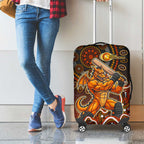 Perth Scorchers Cricket Mascot Luggage Cover Aboriginal Dot Art Orange And Black Tribal Pattern