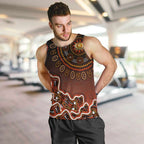 Perth Scorchers Cricket Mascot Men Tank Top Aboriginal Dot Art Orange And Black Tribal Pattern