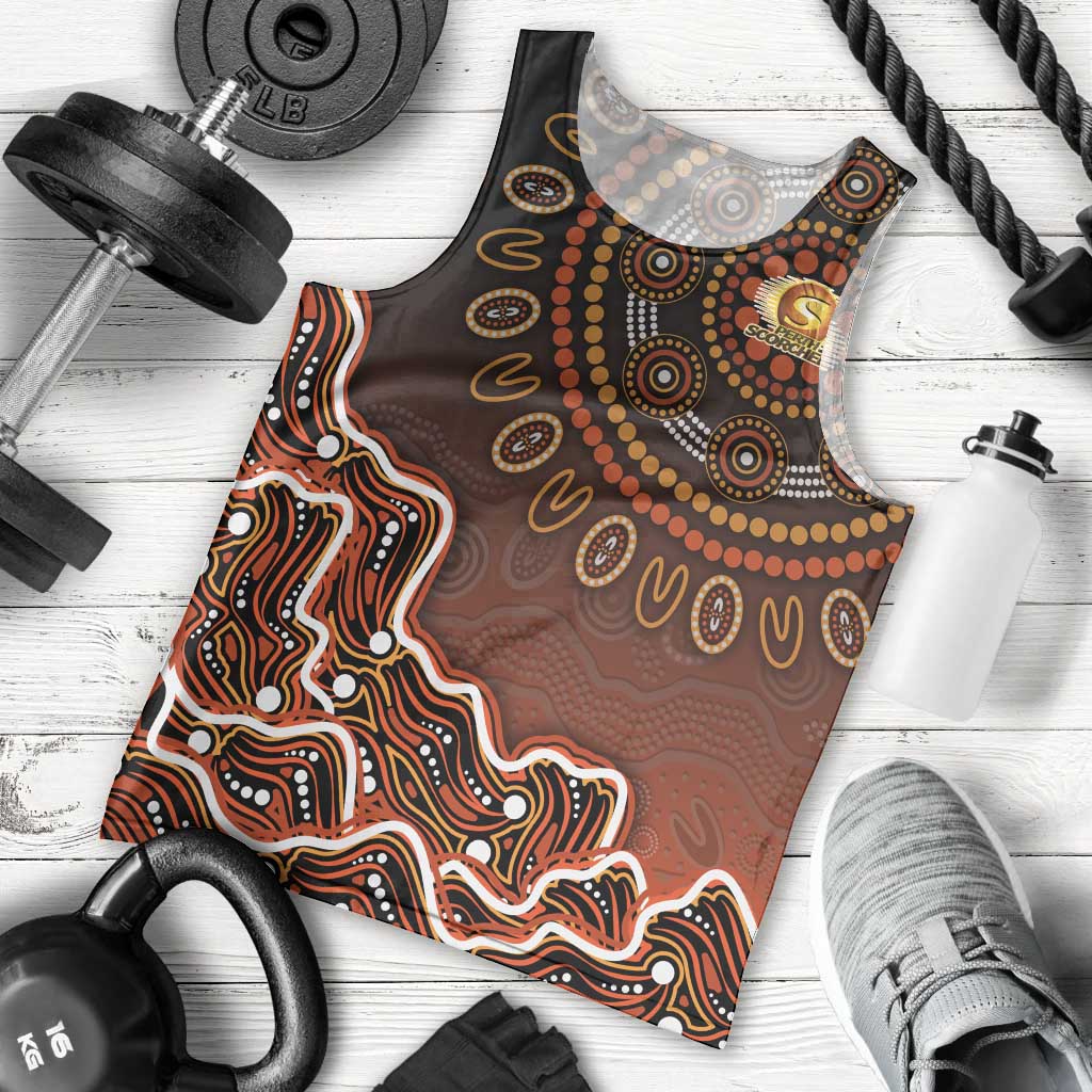 Perth Scorchers Cricket Mascot Men Tank Top Aboriginal Dot Art Orange And Black Tribal Pattern