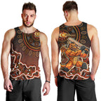 Perth Scorchers Cricket Mascot Men Tank Top Aboriginal Dot Art Orange And Black Tribal Pattern