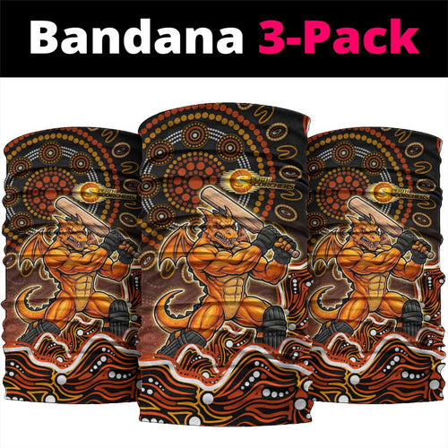 Perth Scorchers Cricket Mascot Neck Gaiter Aboriginal Dot Art Orange And Black Tribal Pattern