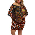 Perth Scorchers Cricket Mascot Off Shoulder Short Dress Aboriginal Dot Art Orange And Black Tribal Pattern