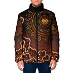 Perth Scorchers Cricket Mascot Padded Jacket Aboriginal Dot Art Orange And Black Tribal Pattern