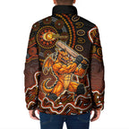 Perth Scorchers Cricket Mascot Padded Jacket Aboriginal Dot Art Orange And Black Tribal Pattern