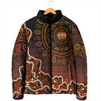 Perth Scorchers Cricket Mascot Padded Jacket Aboriginal Dot Art Orange And Black Tribal Pattern