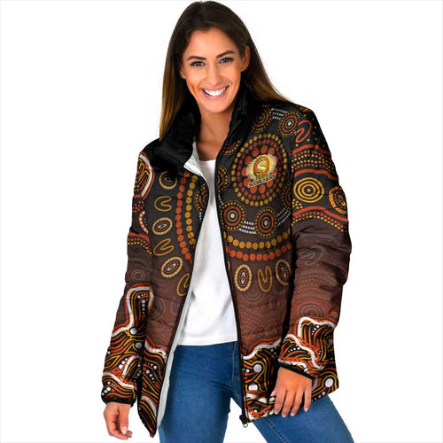 Perth Scorchers Cricket Mascot Padded Jacket Aboriginal Dot Art Orange And Black Tribal Pattern