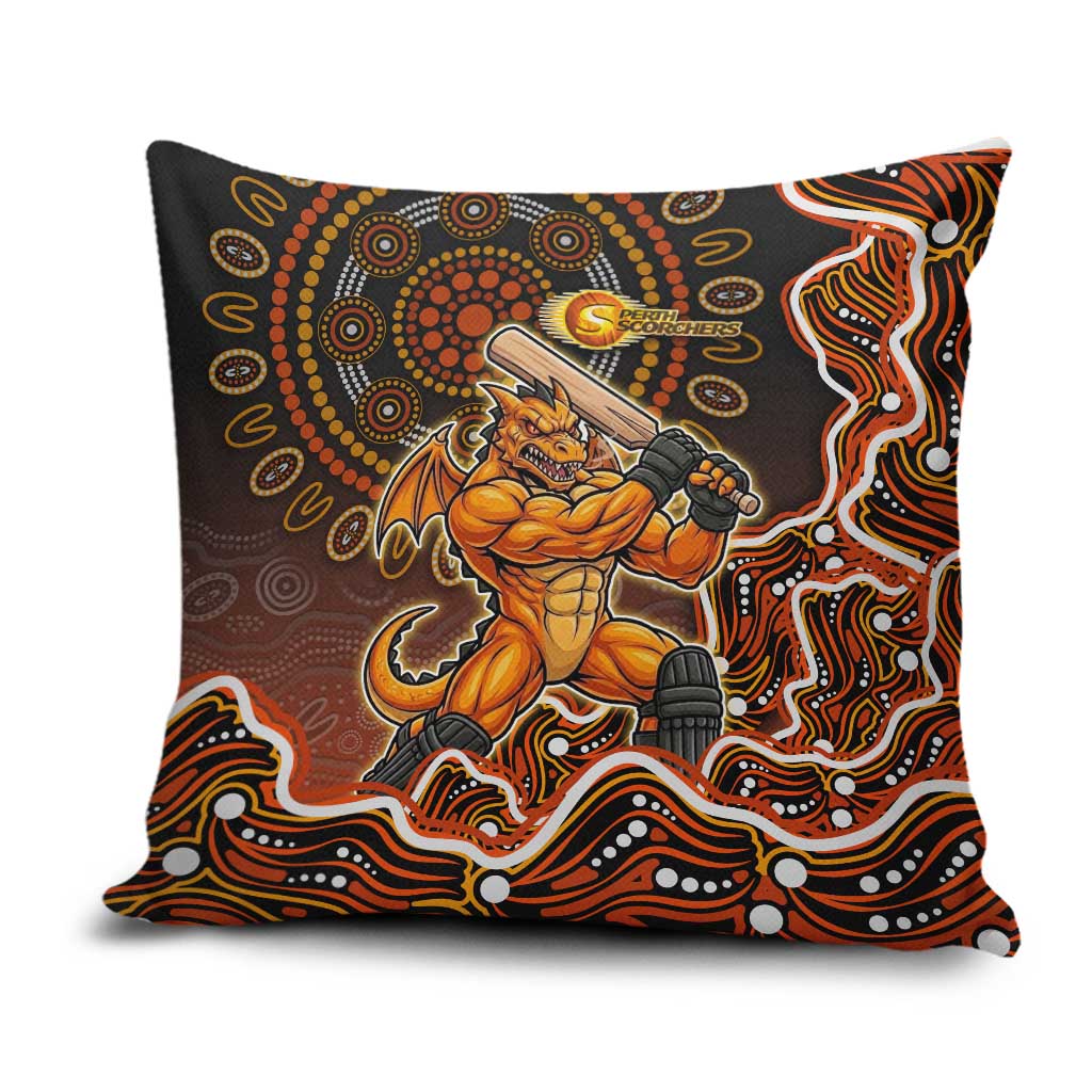 Perth Scorchers Cricket Mascot Pillow Cover Aboriginal Dot Art Orange And Black Tribal Pattern