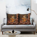 Perth Scorchers Cricket Mascot Pillow Cover Aboriginal Dot Art Orange And Black Tribal Pattern