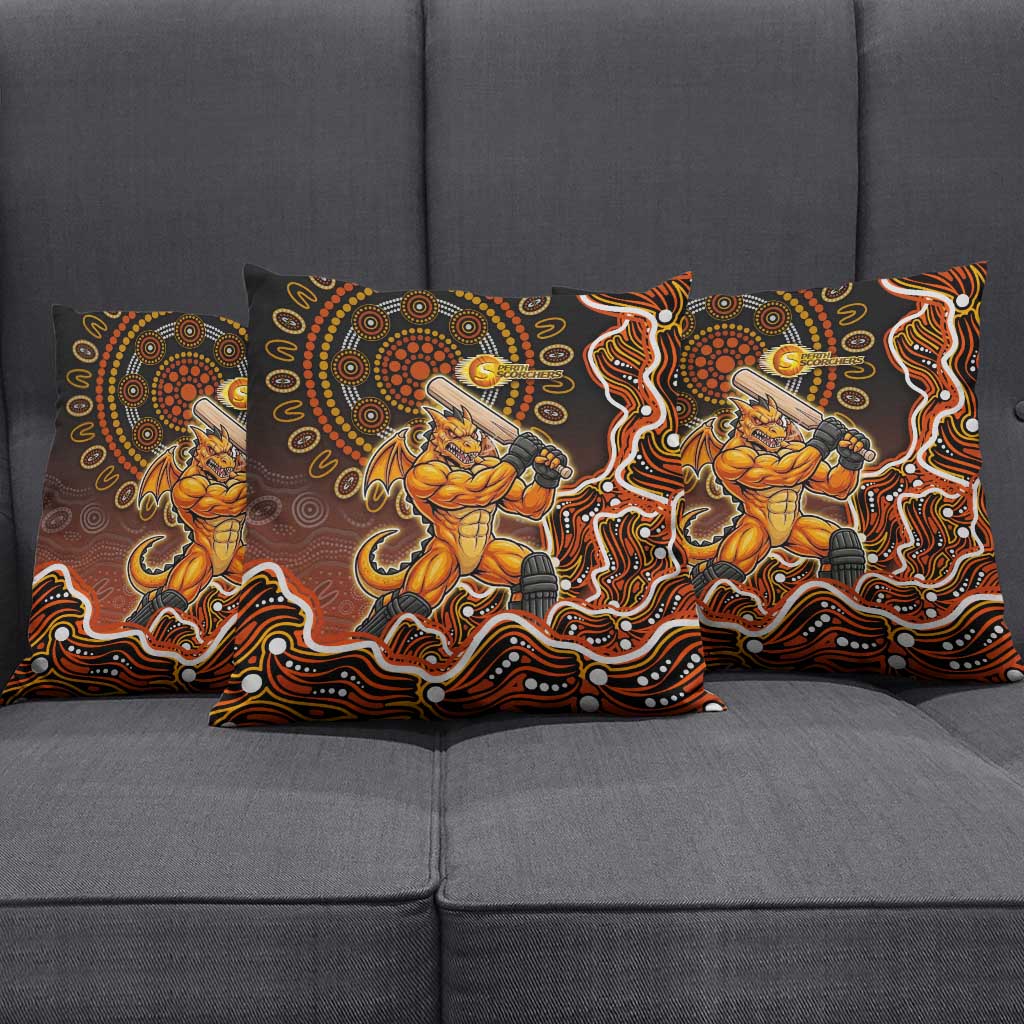 Perth Scorchers Cricket Mascot Pillow Cover Aboriginal Dot Art Orange And Black Tribal Pattern
