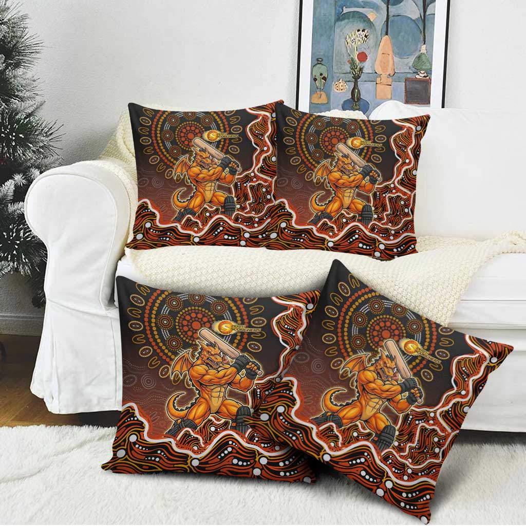 Perth Scorchers Cricket Mascot Pillow Cover Aboriginal Dot Art Orange And Black Tribal Pattern