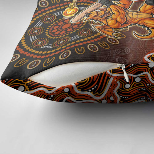 Perth Scorchers Cricket Mascot Pillow Cover Aboriginal Dot Art Orange And Black Tribal Pattern
