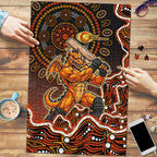 Perth Scorchers Cricket Mascot Puzzle Aboriginal Dot Art Orange And Black Tribal Pattern