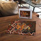 Perth Scorchers Cricket Mascot Puzzle Aboriginal Dot Art Orange And Black Tribal Pattern