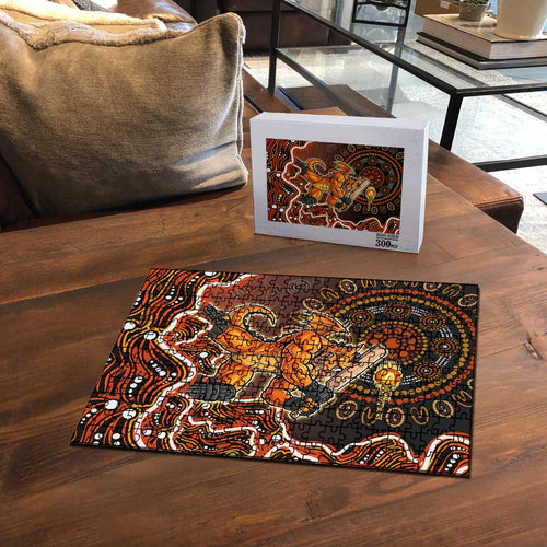 Perth Scorchers Cricket Mascot Puzzle Aboriginal Dot Art Orange And Black Tribal Pattern