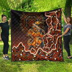 Perth Scorchers Cricket Mascot Quilt Aboriginal Dot Art Orange And Black Tribal Pattern