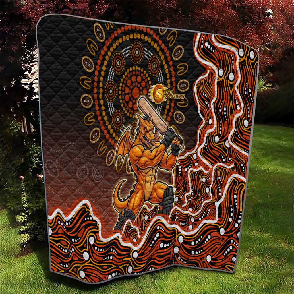 Perth Scorchers Cricket Mascot Quilt Aboriginal Dot Art Orange And Black Tribal Pattern