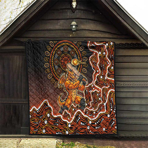 Perth Scorchers Cricket Mascot Quilt Aboriginal Dot Art Orange And Black Tribal Pattern