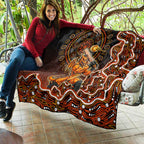 Perth Scorchers Cricket Mascot Quilt Aboriginal Dot Art Orange And Black Tribal Pattern