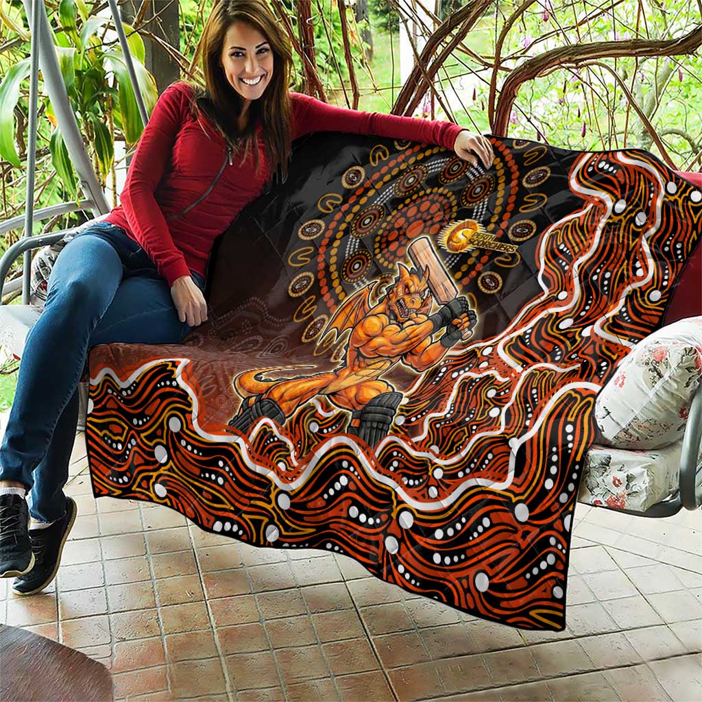 Perth Scorchers Cricket Mascot Quilt Aboriginal Dot Art Orange And Black Tribal Pattern