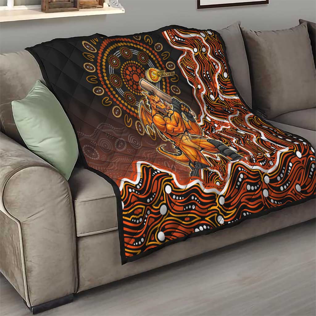 Perth Scorchers Cricket Mascot Quilt Aboriginal Dot Art Orange And Black Tribal Pattern