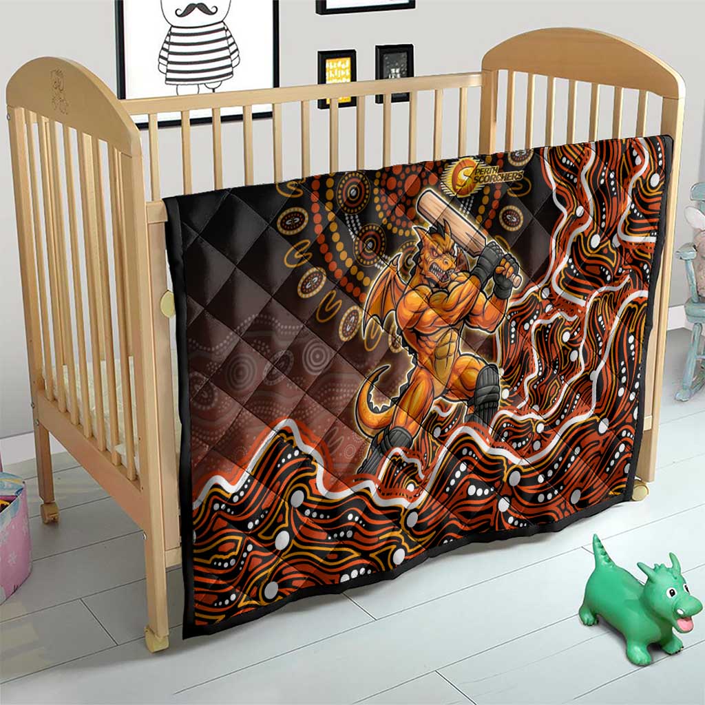 Perth Scorchers Cricket Mascot Quilt Aboriginal Dot Art Orange And Black Tribal Pattern