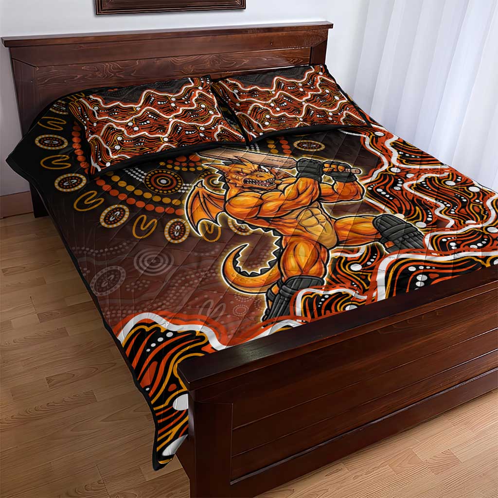 Perth Scorchers Cricket Mascot Quilt Bed Set Aboriginal Dot Art Orange And Black Tribal Pattern