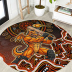Perth Scorchers Cricket Mascot Round Carpet Aboriginal Dot Art Orange And Black Tribal Pattern