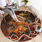 Perth Scorchers Cricket Mascot Round Carpet Aboriginal Dot Art Orange And Black Tribal Pattern