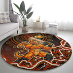 Perth Scorchers Cricket Mascot Round Carpet Aboriginal Dot Art Orange And Black Tribal Pattern