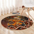 Perth Scorchers Cricket Mascot Round Carpet Aboriginal Dot Art Orange And Black Tribal Pattern