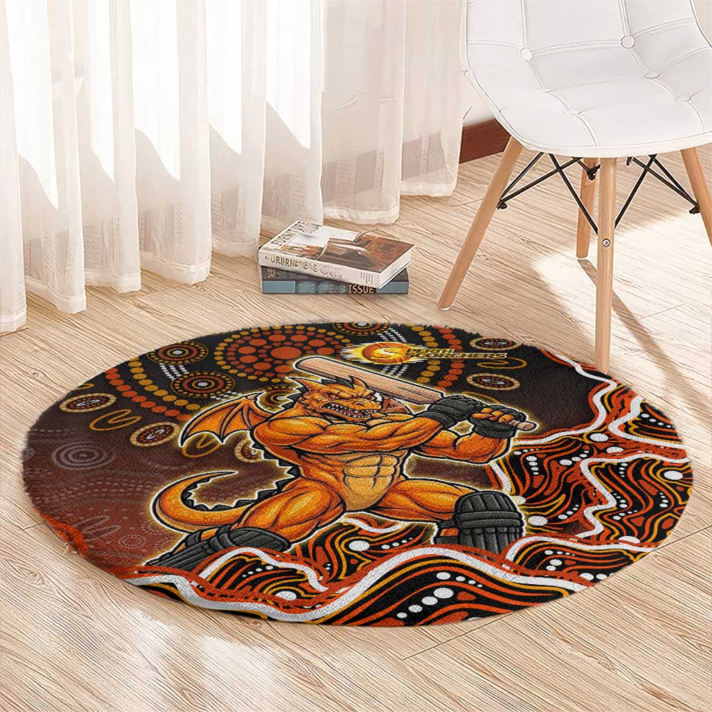 Perth Scorchers Cricket Mascot Round Carpet Aboriginal Dot Art Orange And Black Tribal Pattern