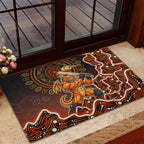 Perth Scorchers Cricket Mascot Rubber Doormat Aboriginal Dot Art Orange And Black Tribal Pattern