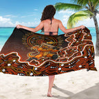 Perth Scorchers Cricket Mascot Sarong Aboriginal Dot Art Orange And Black Tribal Pattern