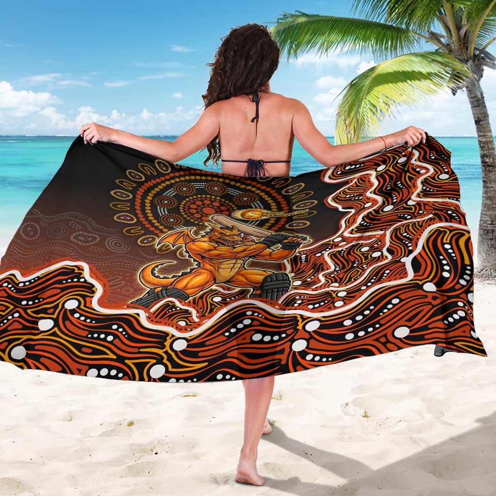 Perth Scorchers Cricket Mascot Sarong Aboriginal Dot Art Orange And Black Tribal Pattern