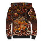 Perth Scorchers Cricket Mascot Sherpa Hoodie Aboriginal Dot Art Orange And Black Tribal Pattern