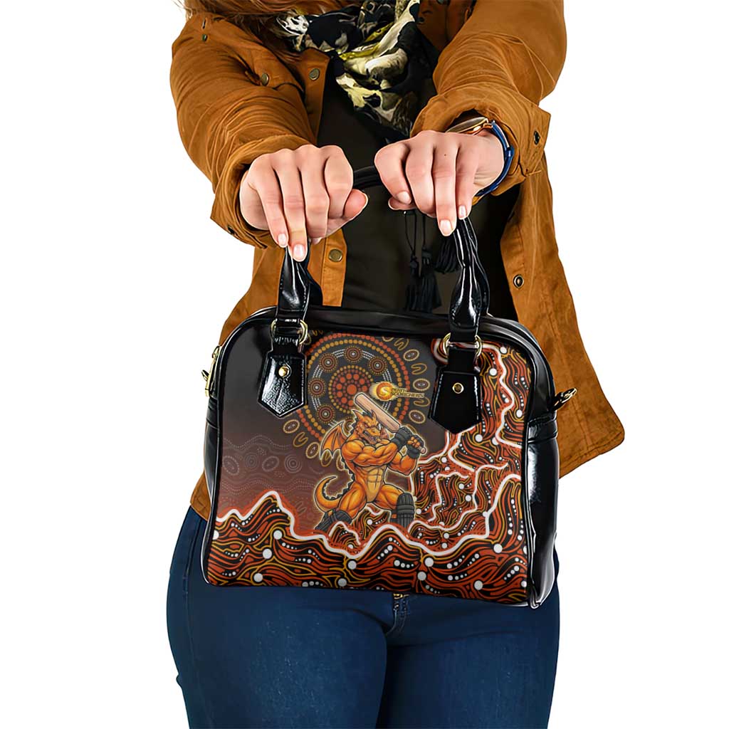 Perth Scorchers Cricket Mascot Shoulder Handbag Aboriginal Dot Art Orange And Black Tribal Pattern