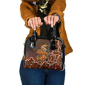 Perth Scorchers Cricket Mascot Shoulder Handbag Aboriginal Dot Art Orange And Black Tribal Pattern