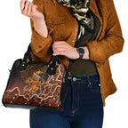 Perth Scorchers Cricket Mascot Shoulder Handbag Aboriginal Dot Art Orange And Black Tribal Pattern