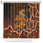 Perth Scorchers Cricket Mascot Shower Curtain Aboriginal Dot Art Orange And Black Tribal Pattern
