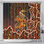 Perth Scorchers Cricket Mascot Shower Curtain Aboriginal Dot Art Orange And Black Tribal Pattern