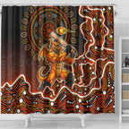 Perth Scorchers Cricket Mascot Shower Curtain Aboriginal Dot Art Orange And Black Tribal Pattern