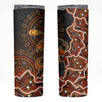 Perth Scorchers Cricket Mascot Skinny Tumbler Aboriginal Dot Art Orange And Black Tribal Pattern