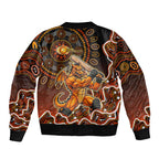 Perth Scorchers Cricket Mascot Sleeve Zip Bomber Jacket Aboriginal Dot Art Orange And Black Tribal Pattern