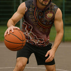 Perth Scorchers Cricket Mascot Sleeveless Hoodie Aboriginal Dot Art Orange And Black Tribal Pattern