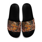 Perth Scorchers Cricket Mascot Slide Sandals Aboriginal Dot Art Orange And Black Tribal Pattern