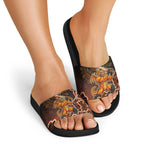 Perth Scorchers Cricket Mascot Slide Sandals Aboriginal Dot Art Orange And Black Tribal Pattern