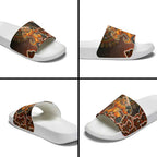 Perth Scorchers Cricket Mascot Slide Sandals Aboriginal Dot Art Orange And Black Tribal Pattern