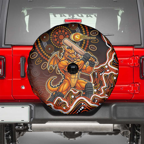 Perth Scorchers Cricket Mascot Spare Tire Cover Aboriginal Dot Art Orange And Black Tribal Pattern
