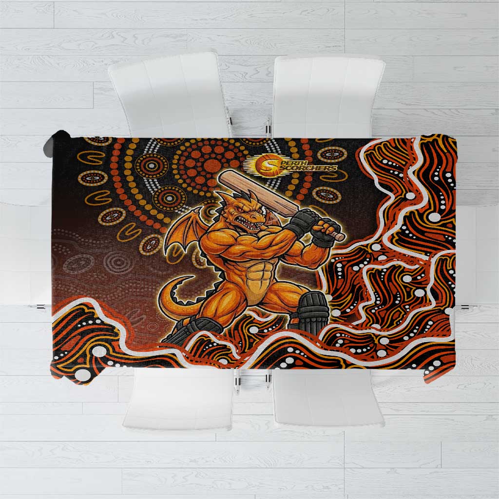 Perth Scorchers Cricket Mascot Tablecloth Aboriginal Dot Art Orange And Black Tribal Pattern