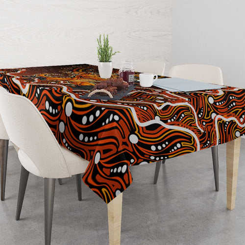 Perth Scorchers Cricket Mascot Tablecloth Aboriginal Dot Art Orange And Black Tribal Pattern